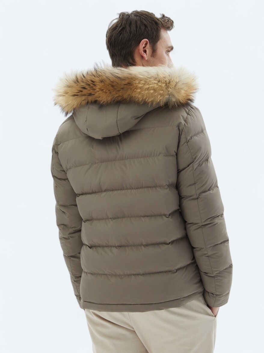 Mink Regular Fit Hooded Casual Weaving Coat - 7