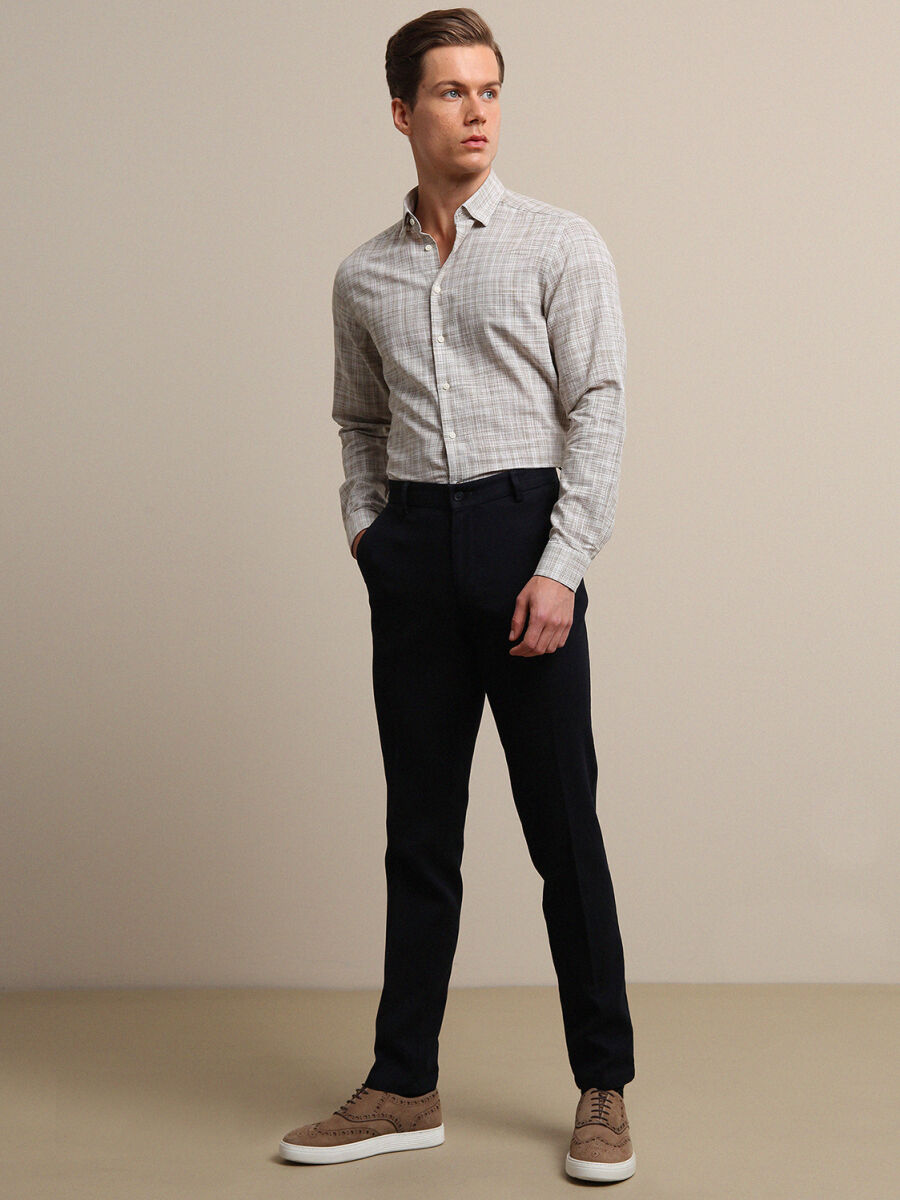 Mink Regular Fit Long Weaving Casual 100% Cotton Shirt - 3