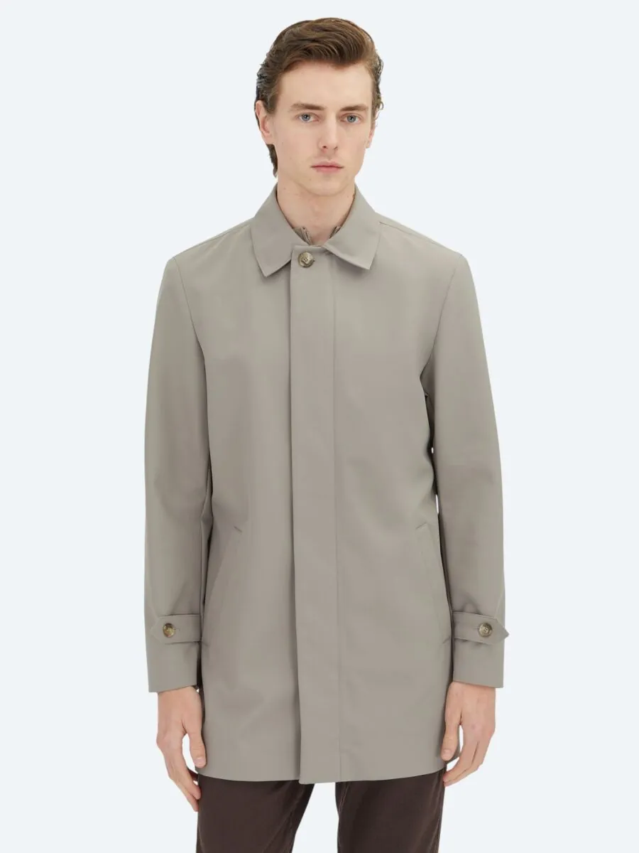 Mink Regular Fit Round Collar Casual Weaving Rain Coat - 1