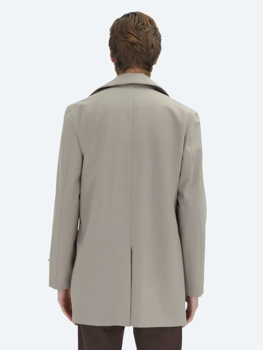 Mink Regular Fit Round Collar Casual Weaving Rain Coat - 5