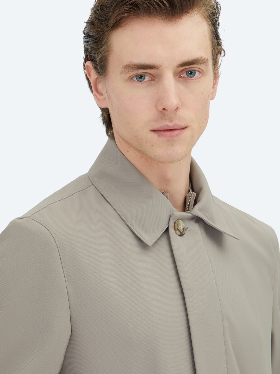 Mink Regular Fit Round Collar Casual Weaving Rain Coat - 3