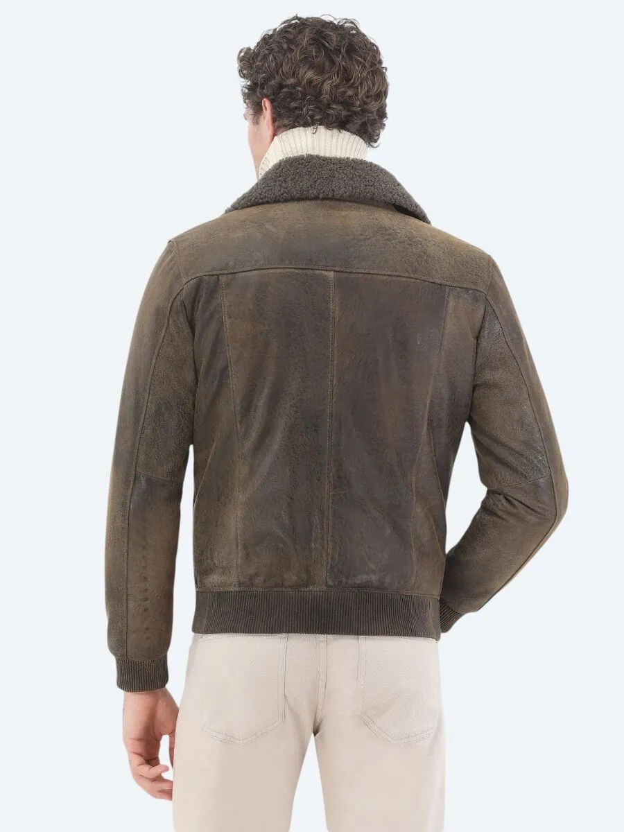 Mink Regular Fit Round Collar Smart Casual Sheep Leather Leather Coat - 6