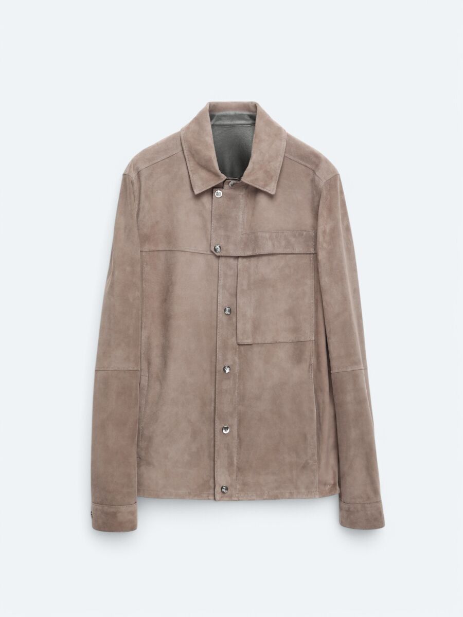 Mink Regular Fit Shirt Collar Smart Casual Leather Coat - 7