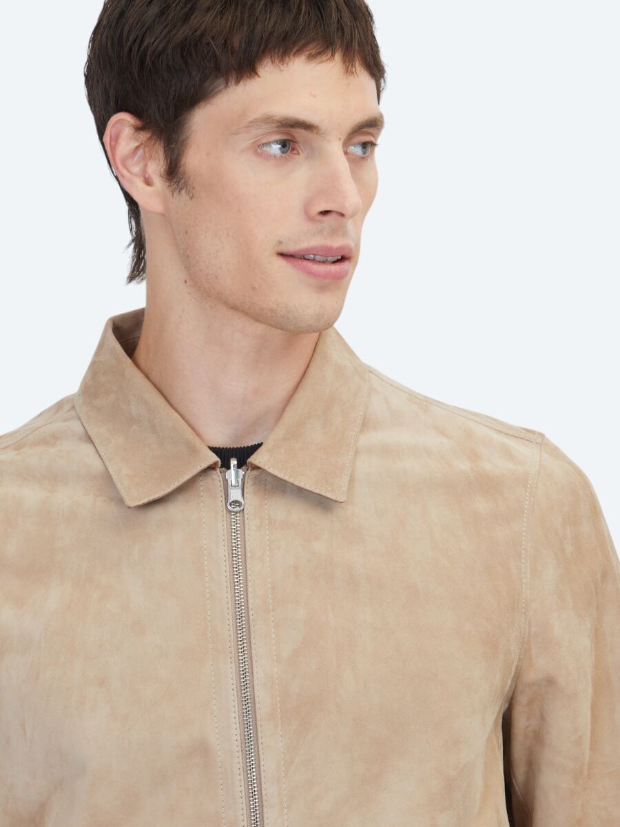 Mink Regular Fit Shirt Collar Smart Casual Leather Coat - 5