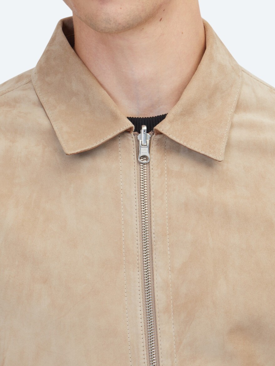 Mink Regular Fit Shirt Collar Smart Casual Leather Coat - 6