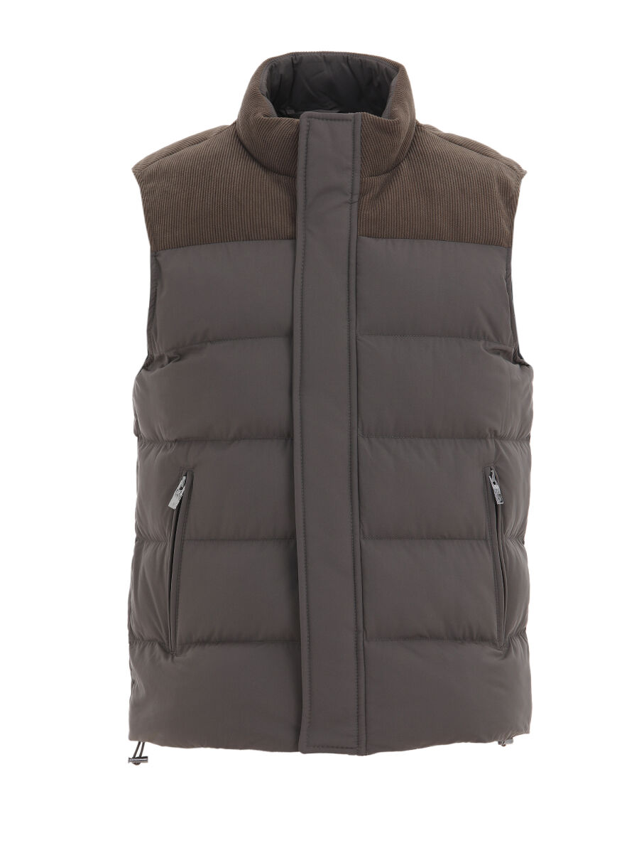 Mink Regular Fit Turtleneck Casual Weaving Puffer Vest - 3