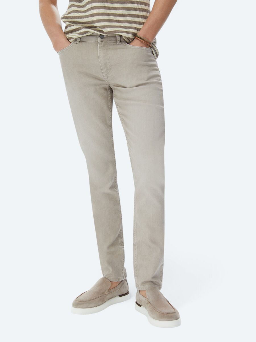 Mink Slim Fit Denim Cotton Blended Trousers - 2