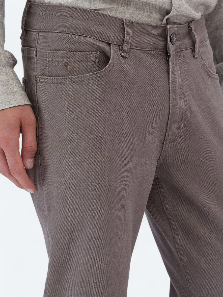 Mink Slim Fit Denim Cotton Blended Trousers - 3