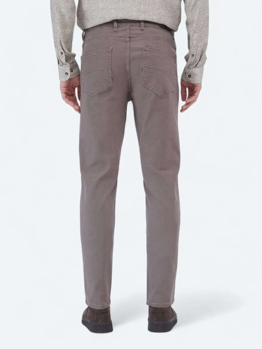 Mink Slim Fit Denim Cotton Blended Trousers - 4
