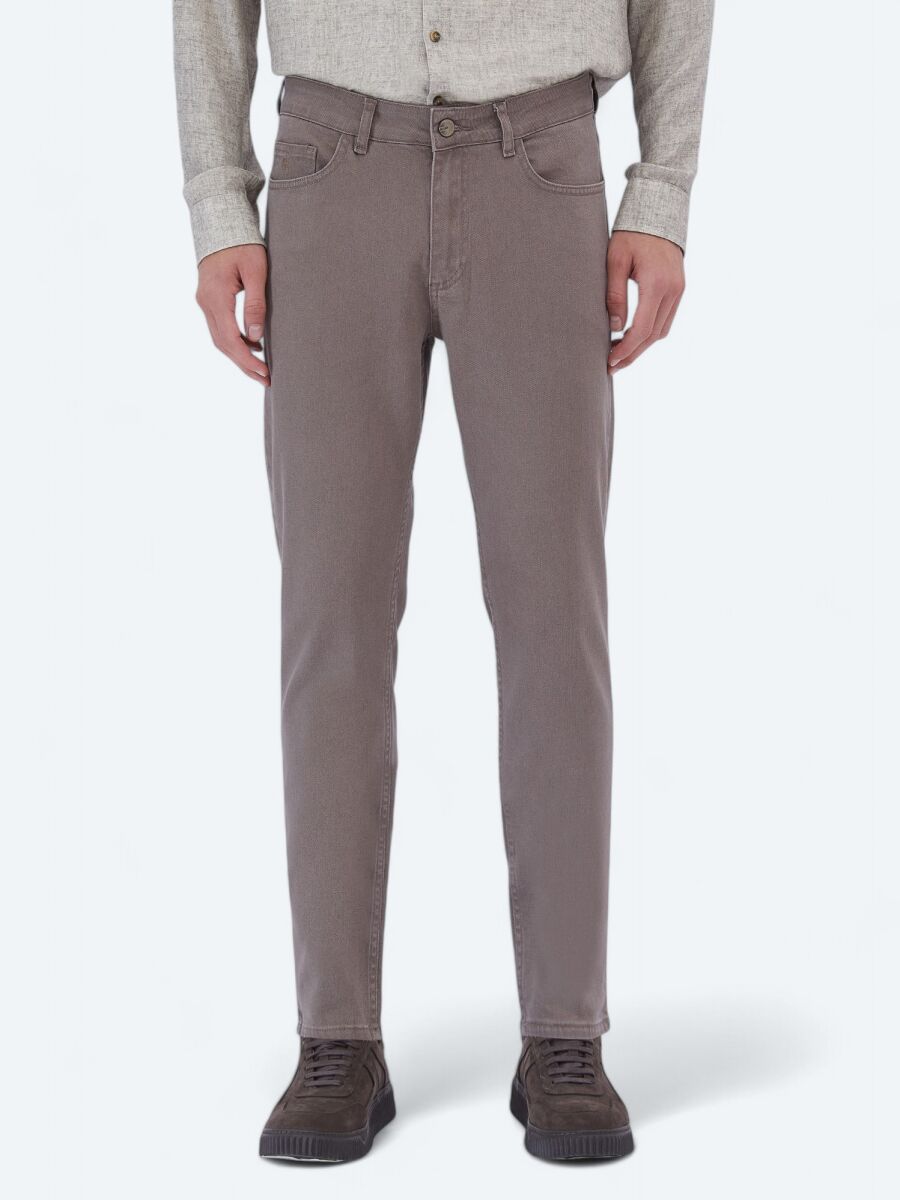 Mink Slim Fit Denim Cotton Blended Trousers - 2