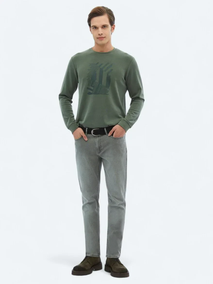 Mink Slim Fit Denim Cotton Blended Trousers - 1