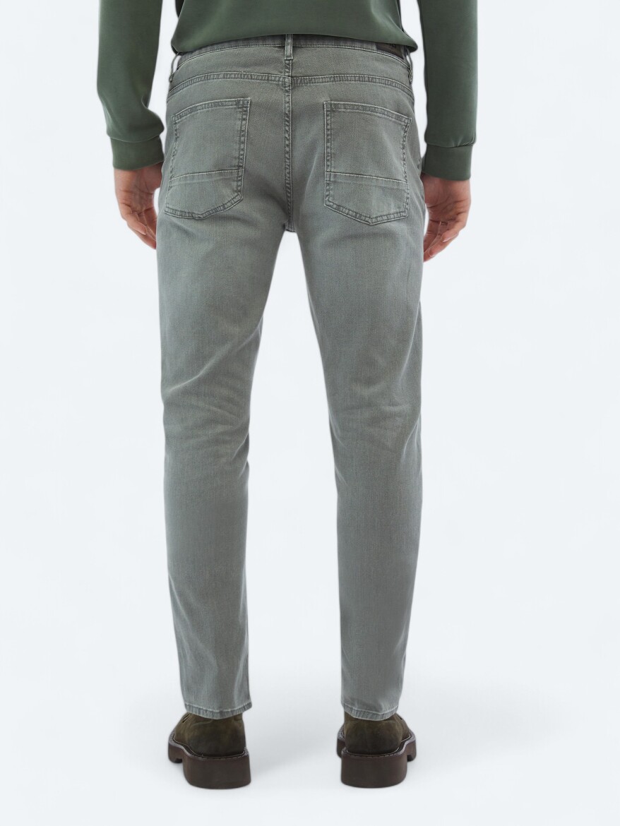 Mink Slim Fit Denim Cotton Blended Trousers - 5