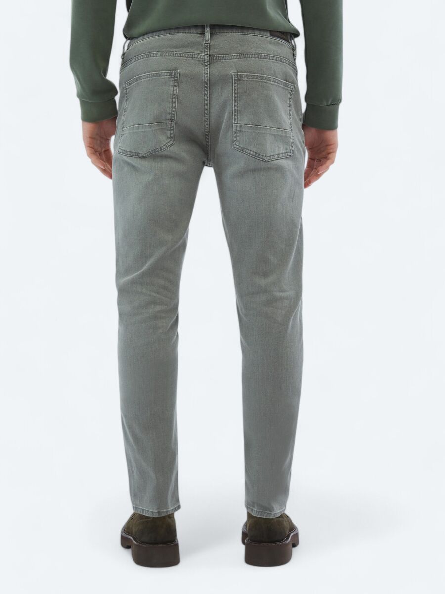 Mink Slim Fit Denim Cotton Blended Trousers - 5