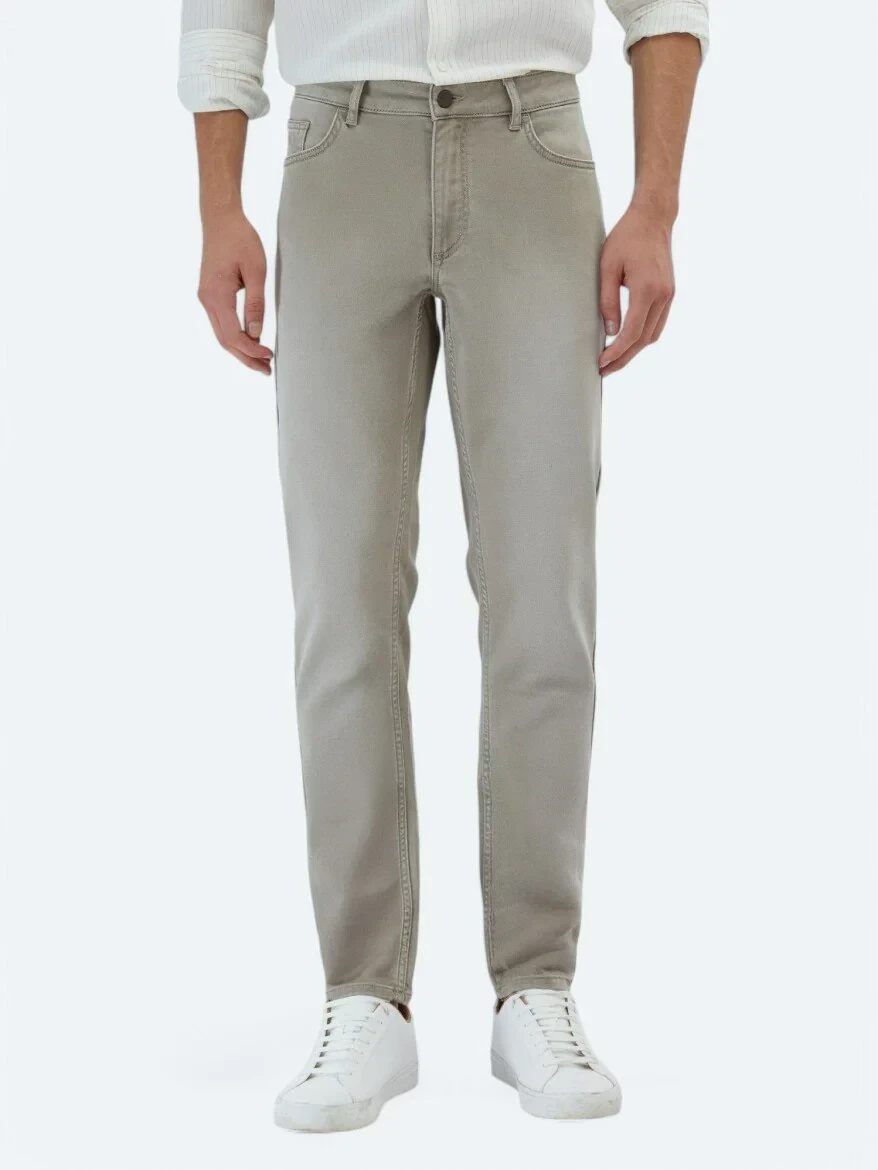 Mink Slim Fit Denim Cotton Blended Trousers - 2