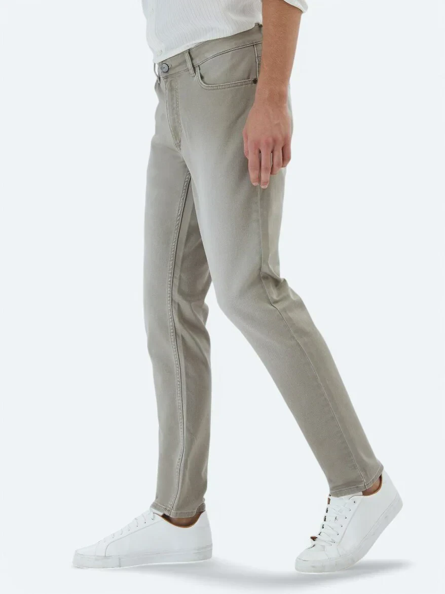 Mink Slim Fit Denim Cotton Blended Trousers - 3