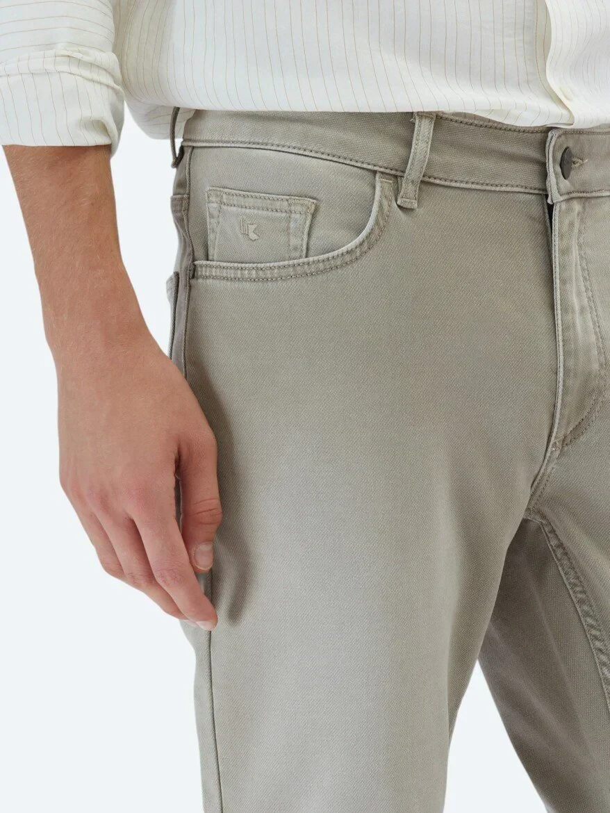 Mink Slim Fit Denim Cotton Blended Trousers - 4