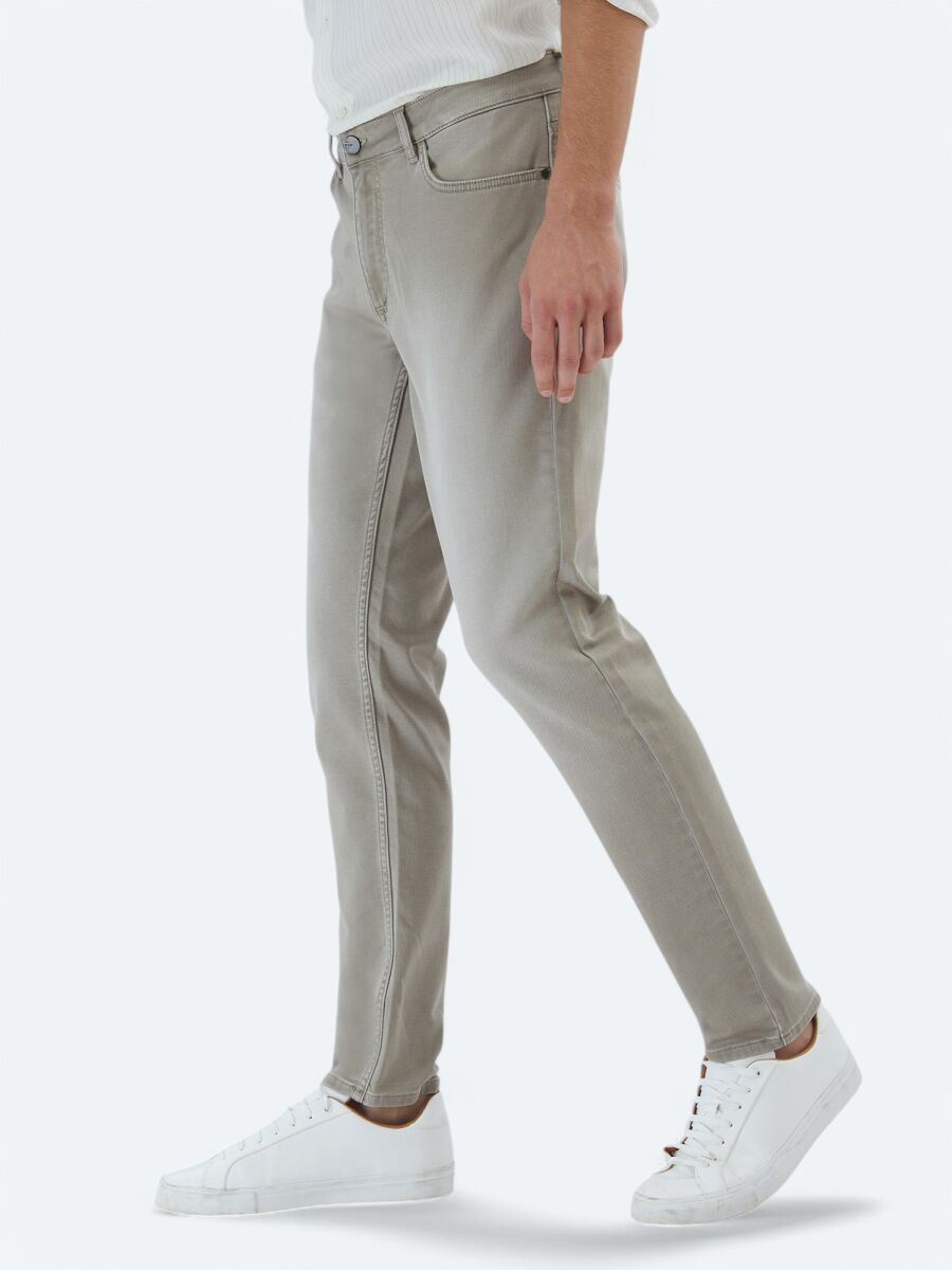 Mink Slim Fit Denim Cotton Blended Trousers - 3