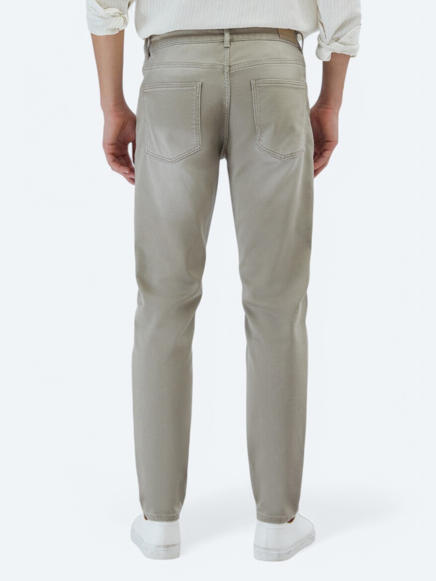 Mink Slim Fit Denim Cotton Blended Trousers - 5