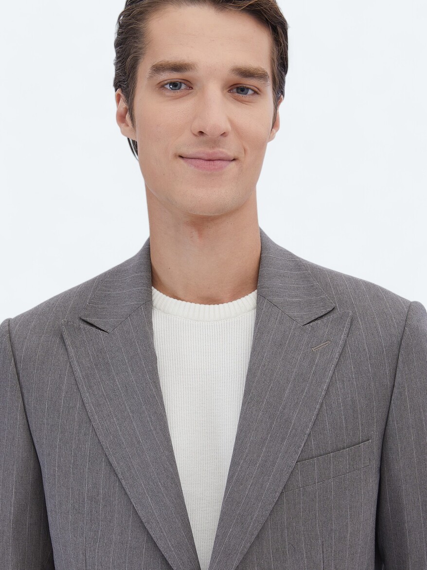 Mink Striped Comfort Fit Suit - 3