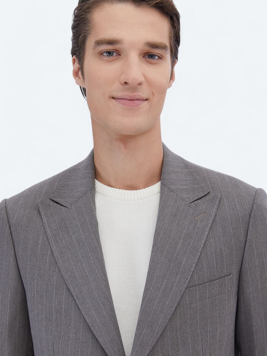 Mink Striped Comfort Fit Suit - 3