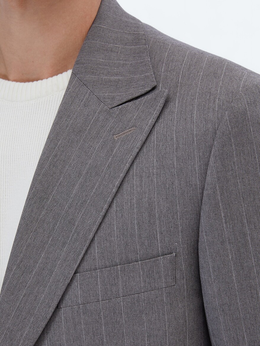 Mink Striped Comfort Fit Suit - 4