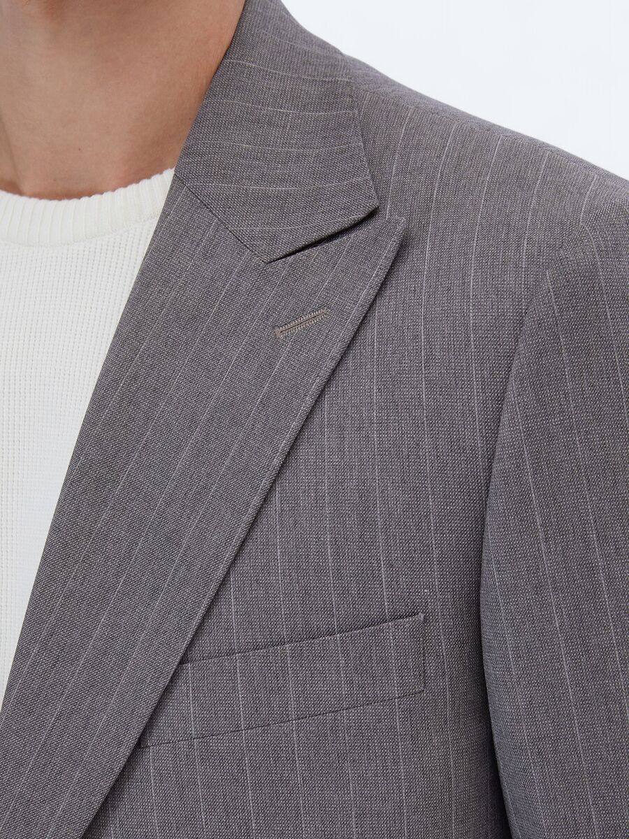 Mink Striped Comfort Fit Suit - 4