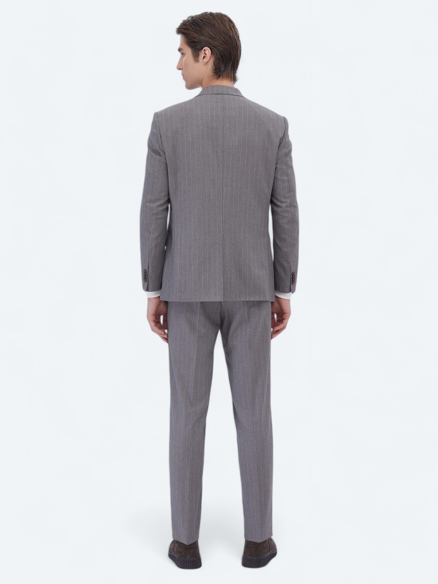 Mink Striped Comfort Fit Suit - 5