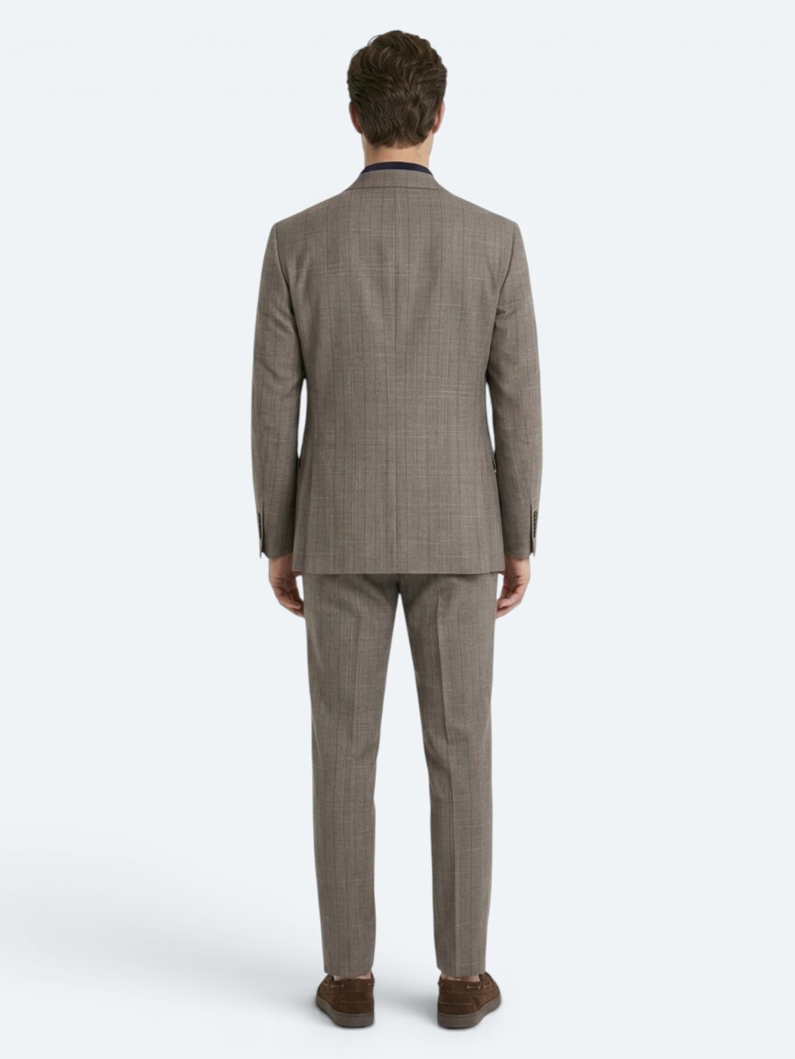 Mink Striped Modern Fit Silk Blended Suit - 6