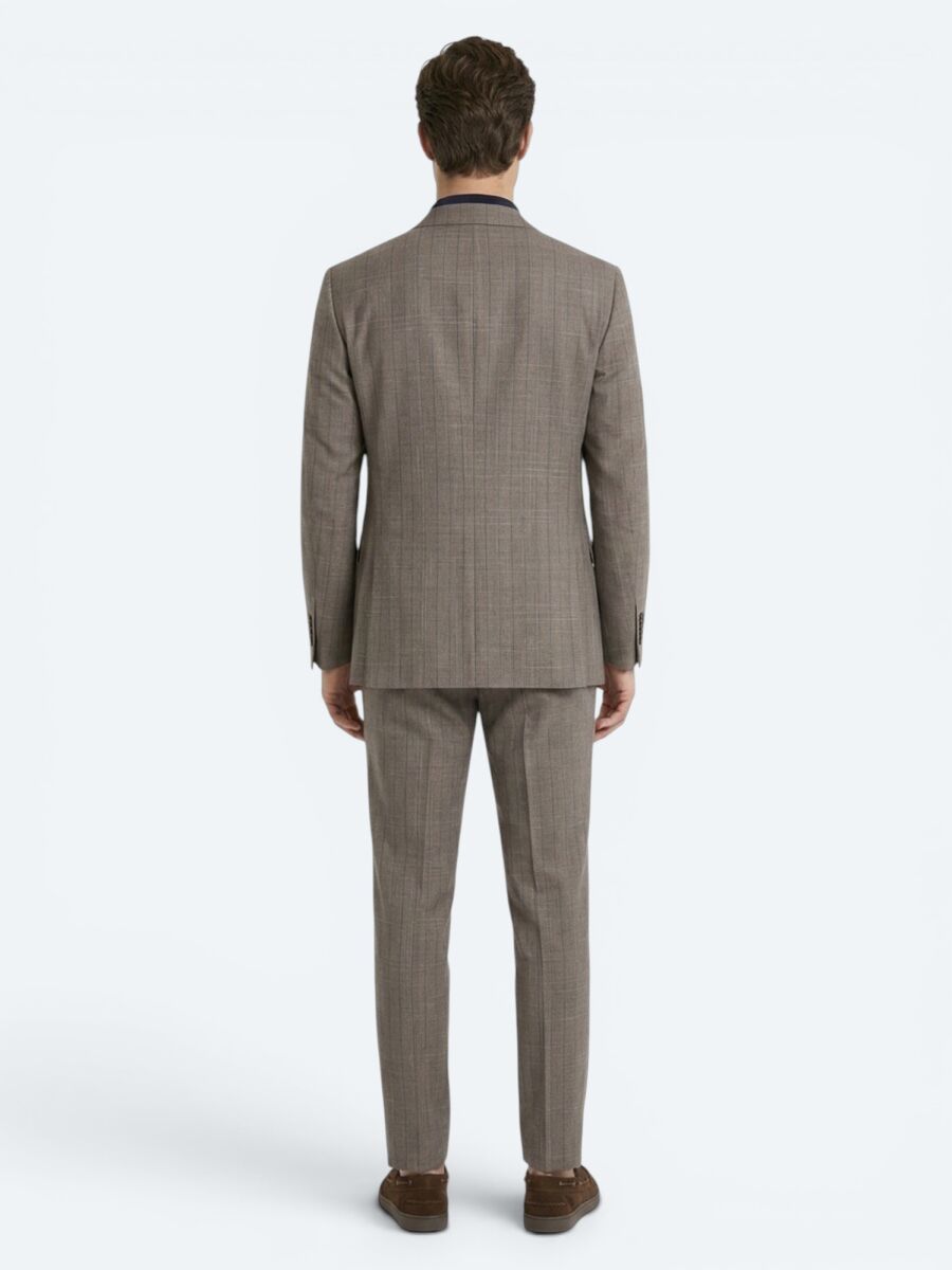 Mink Striped Modern Fit Silk Blended Suit - 6