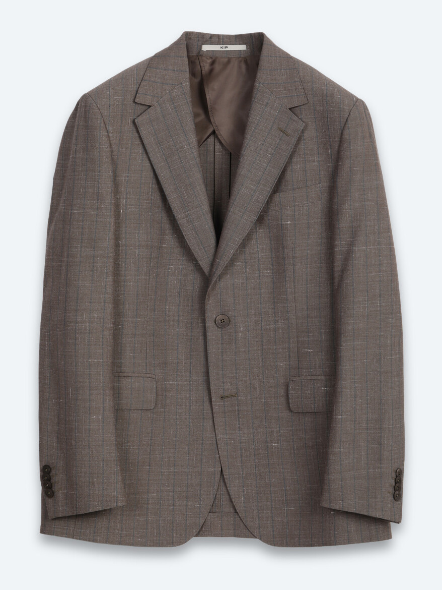 Mink Striped Modern Fit Silk Blended Suit - 7