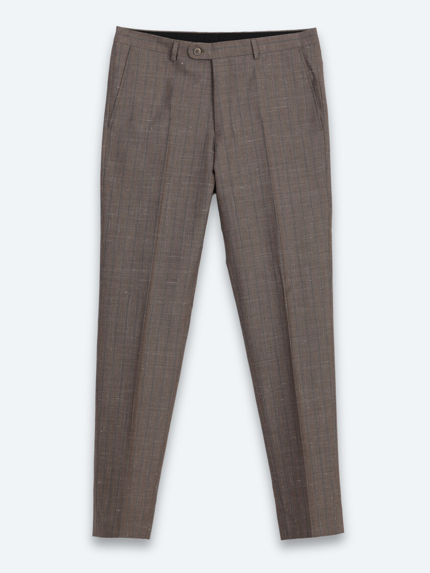 Mink Striped Modern Fit Silk Blended Suit - 8