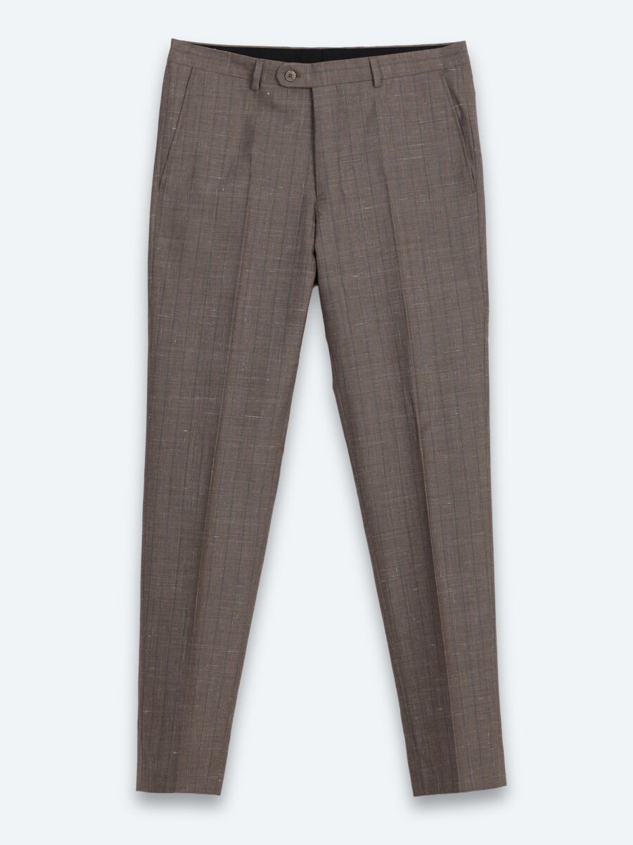 Mink Striped Modern Fit Silk Blended Suit - 8