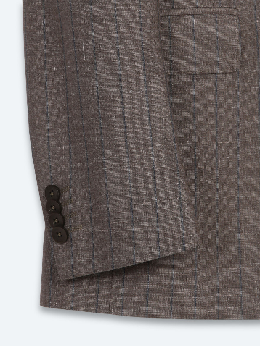 Mink Striped Modern Fit Silk Blended Suit - 10