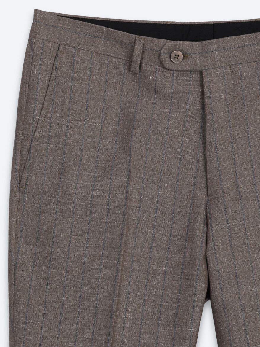 Mink Striped Modern Fit Silk Blended Suit - 11