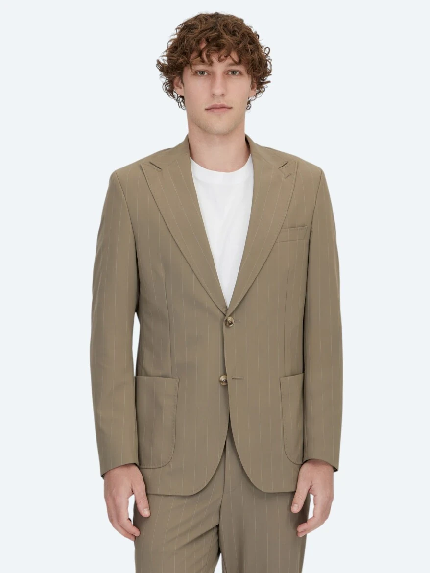Mink Striped Modern Fit Suit - 1