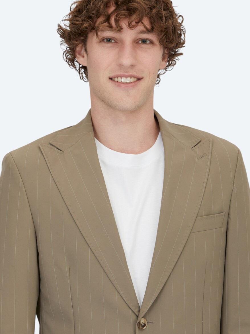 Mink Striped Modern Fit Suit - 3