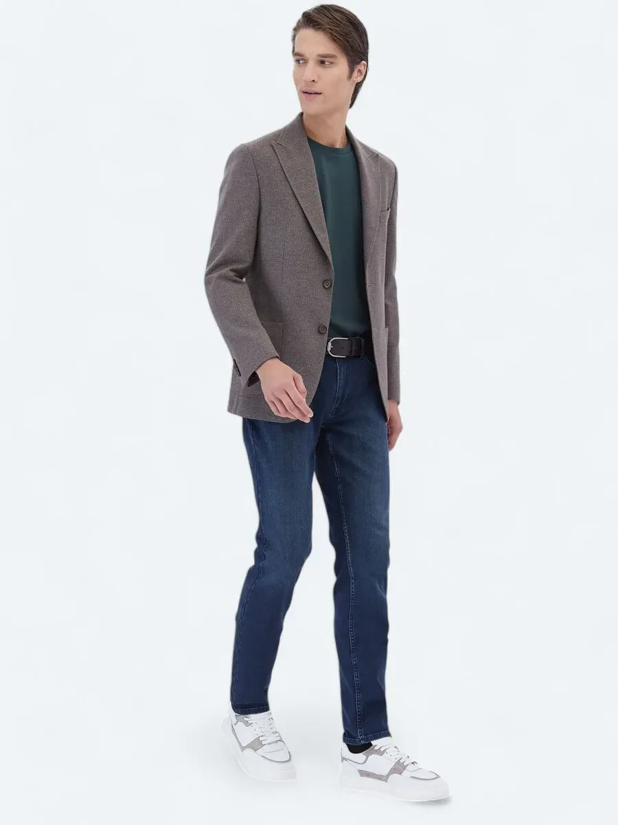 Mink Striped Modern Fit Wool Blended Jacket - 2