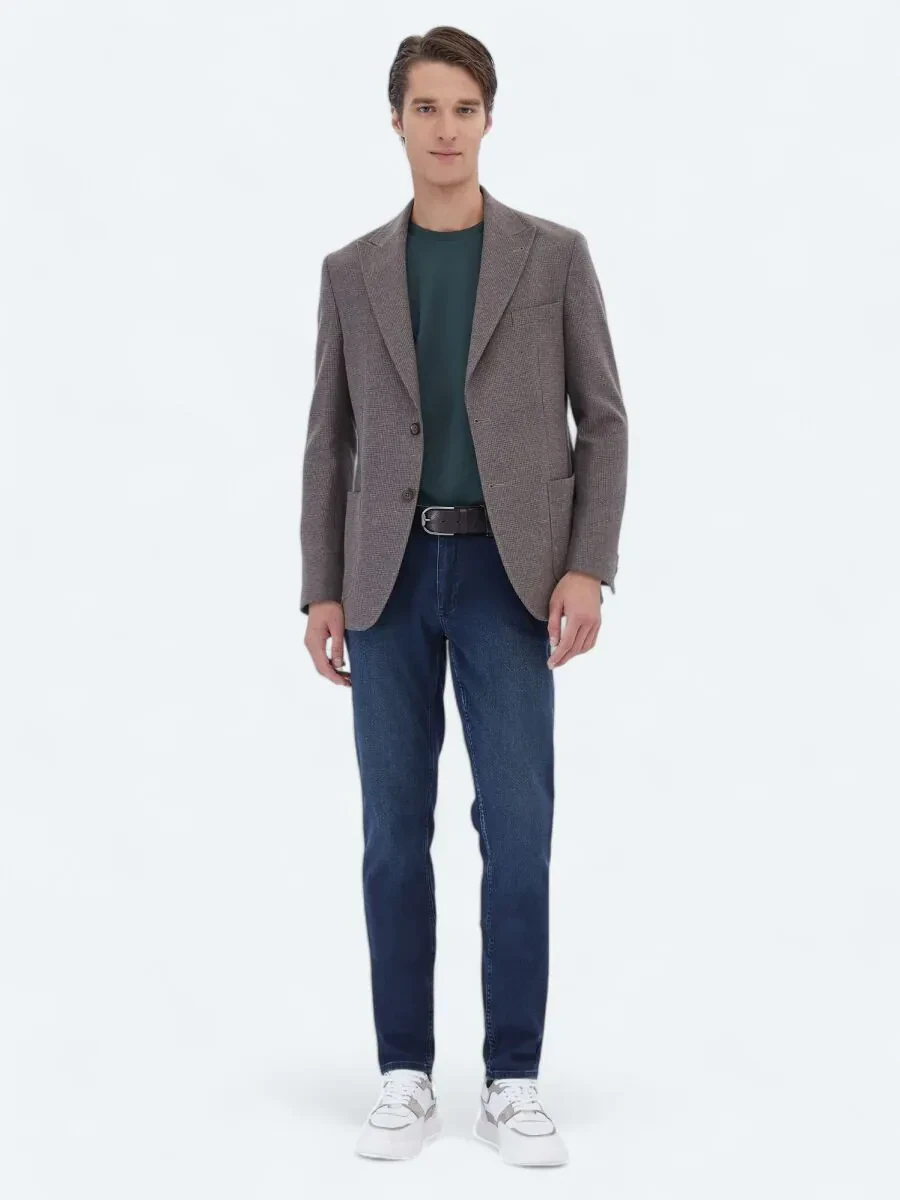 Mink Striped Modern Fit Wool Blended Jacket - 3