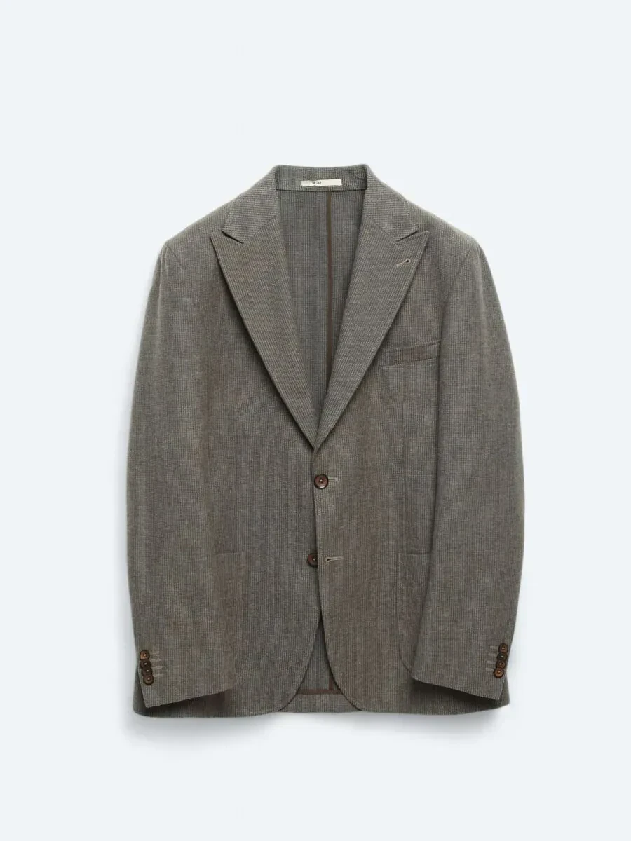 Mink Striped Modern Fit Wool Blended Jacket - 8