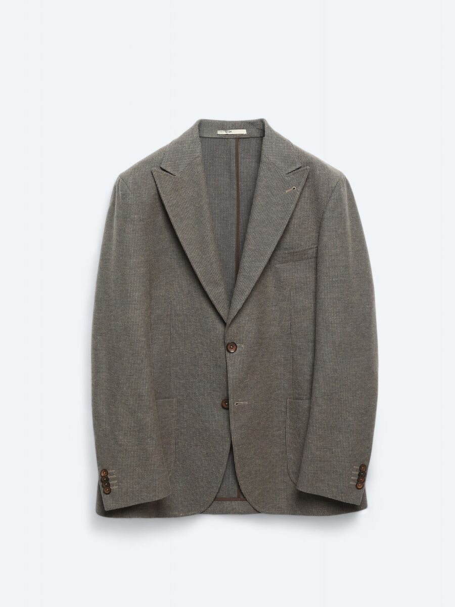 Mink Striped Modern Fit Wool Blended Jacket - 8