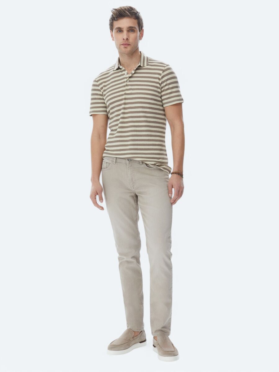 Mink Striped Polo Neck T-Shirt - 3