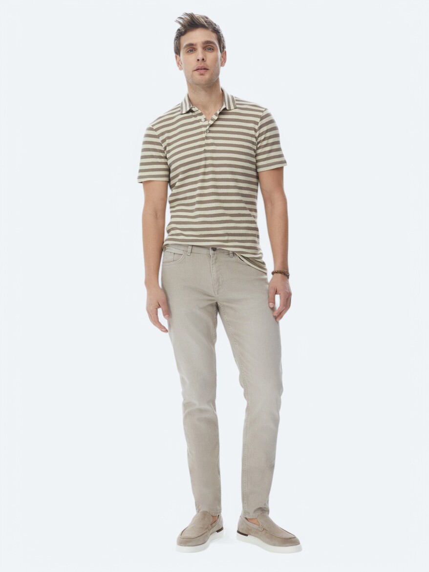 Mink Striped Polo Neck T-Shirt - 8