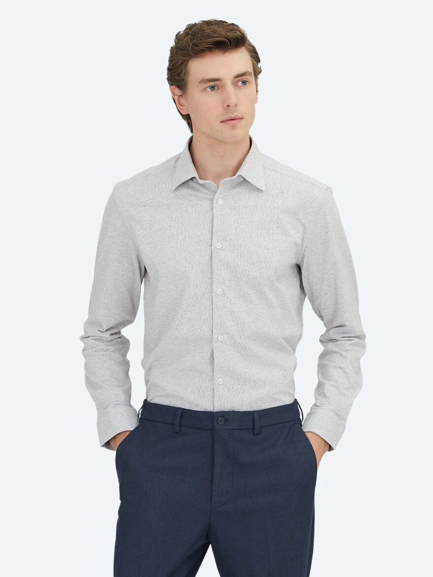 Mink Striped Regular Fit Weaving Casual 100% Cotton Shirt - 1