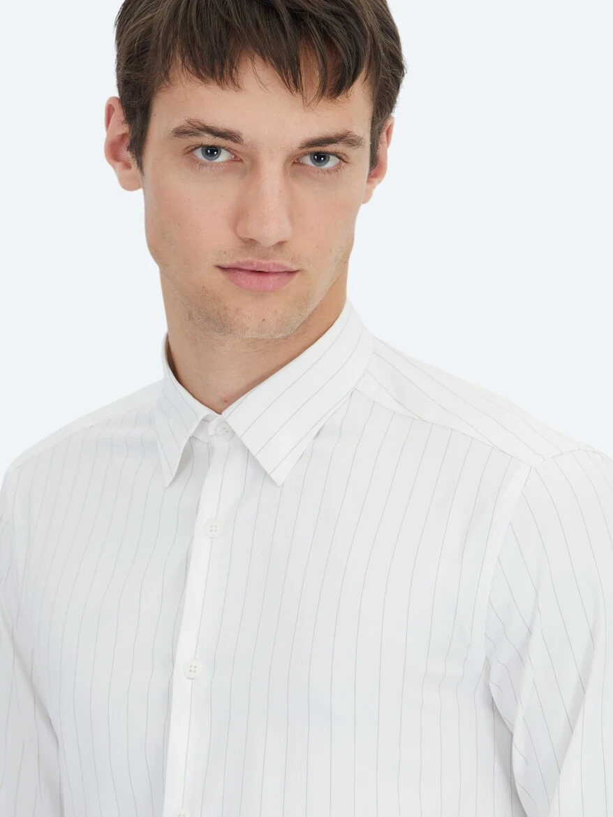 Mink Striped Regular Fit Weaving Sport Shirt - 4