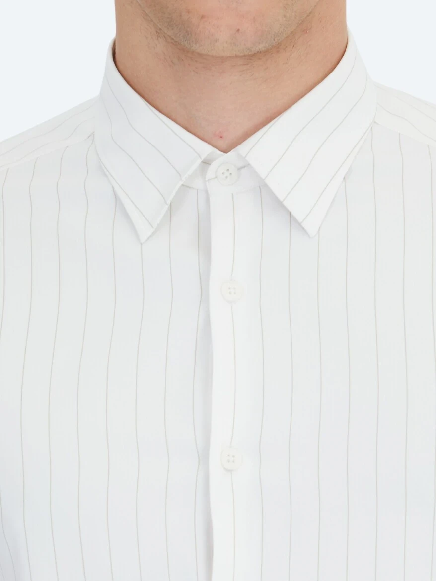 Mink Striped Regular Fit Weaving Sport Shirt - 5