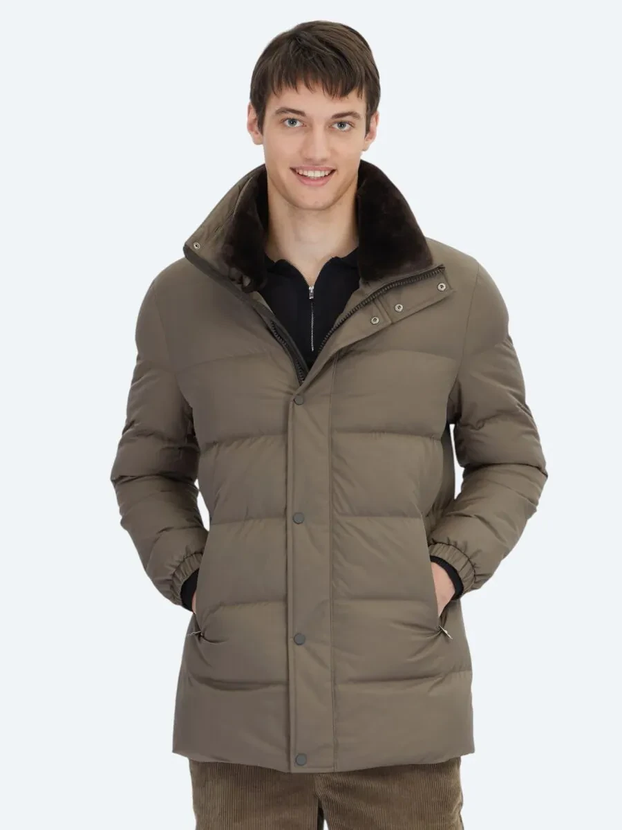 Mink Turtleneck Casual Weaving Coat - 1