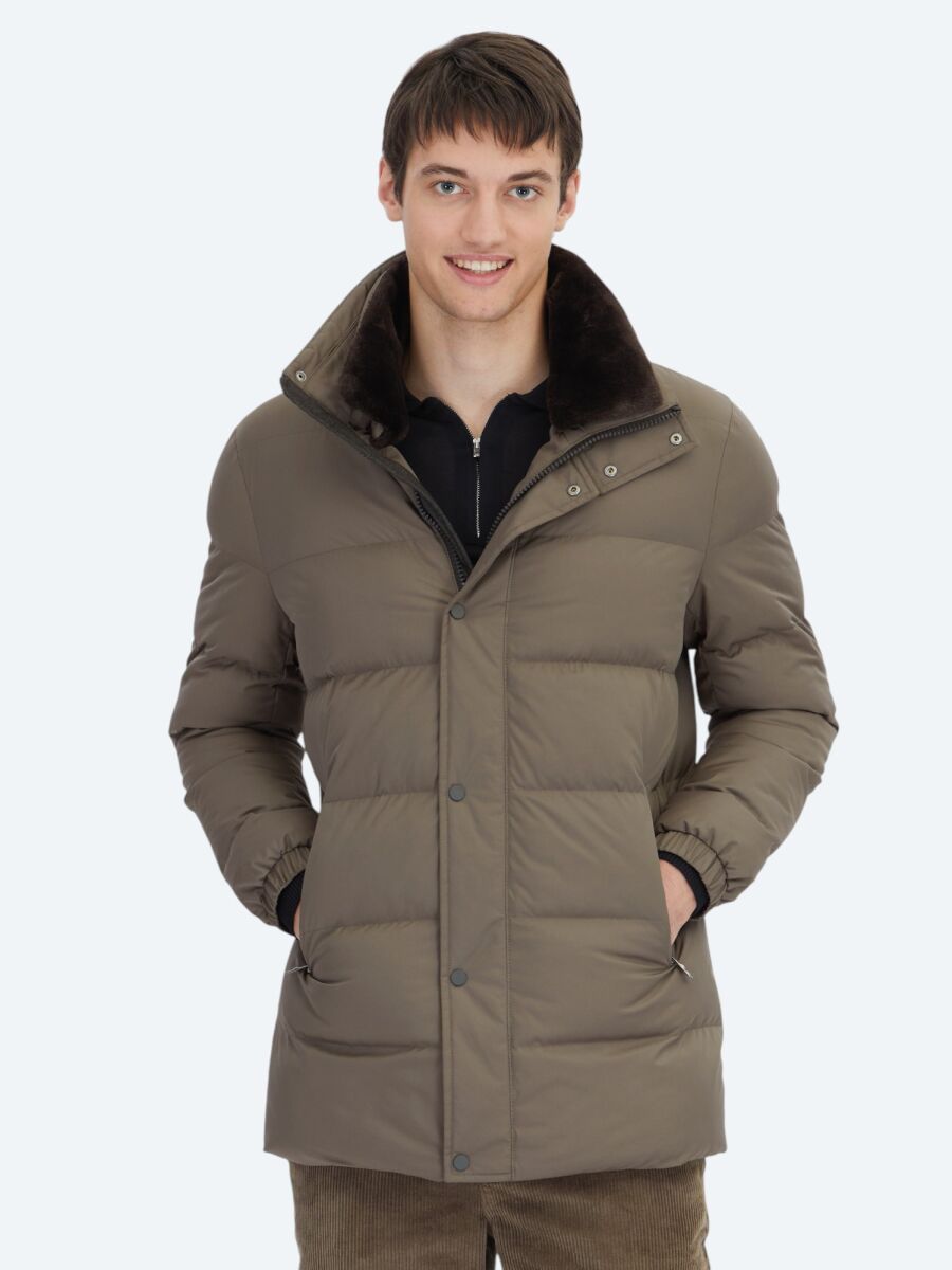 Mink Turtleneck Casual Weaving Coat - 1