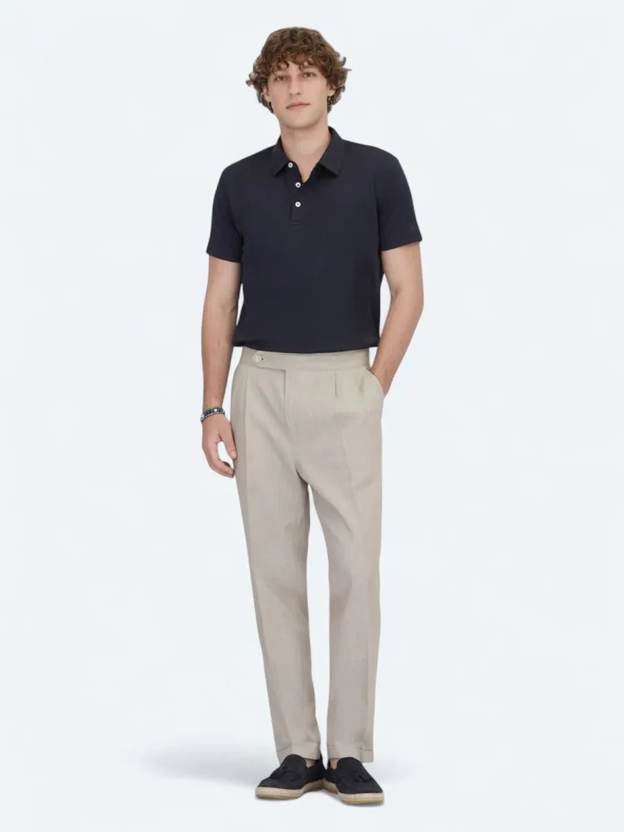 Mink Weaving Carrot Fit Casual Cotton Blended Trousers - 1