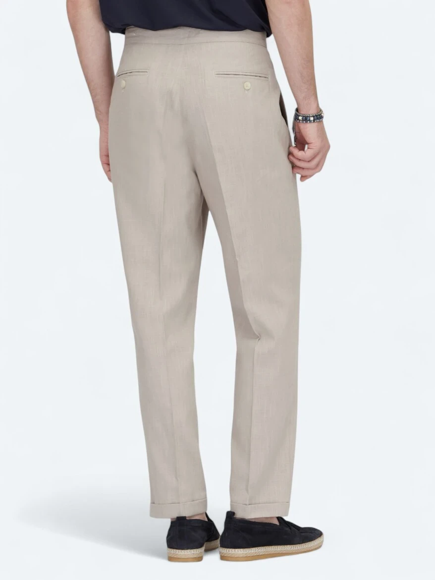 Mink Weaving Carrot Fit Casual Cotton Blended Trousers - 4