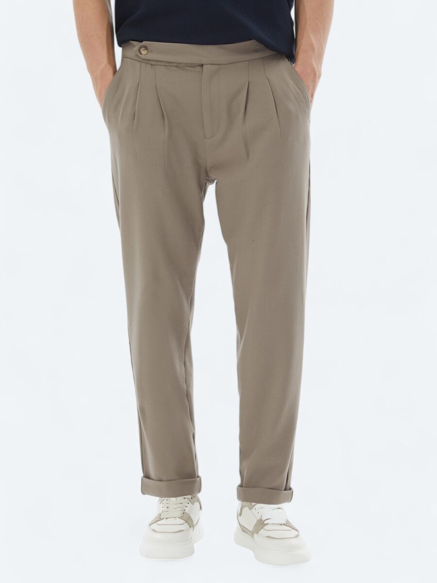 Mink Weaving Carrot Fit Casual Trousers - 2